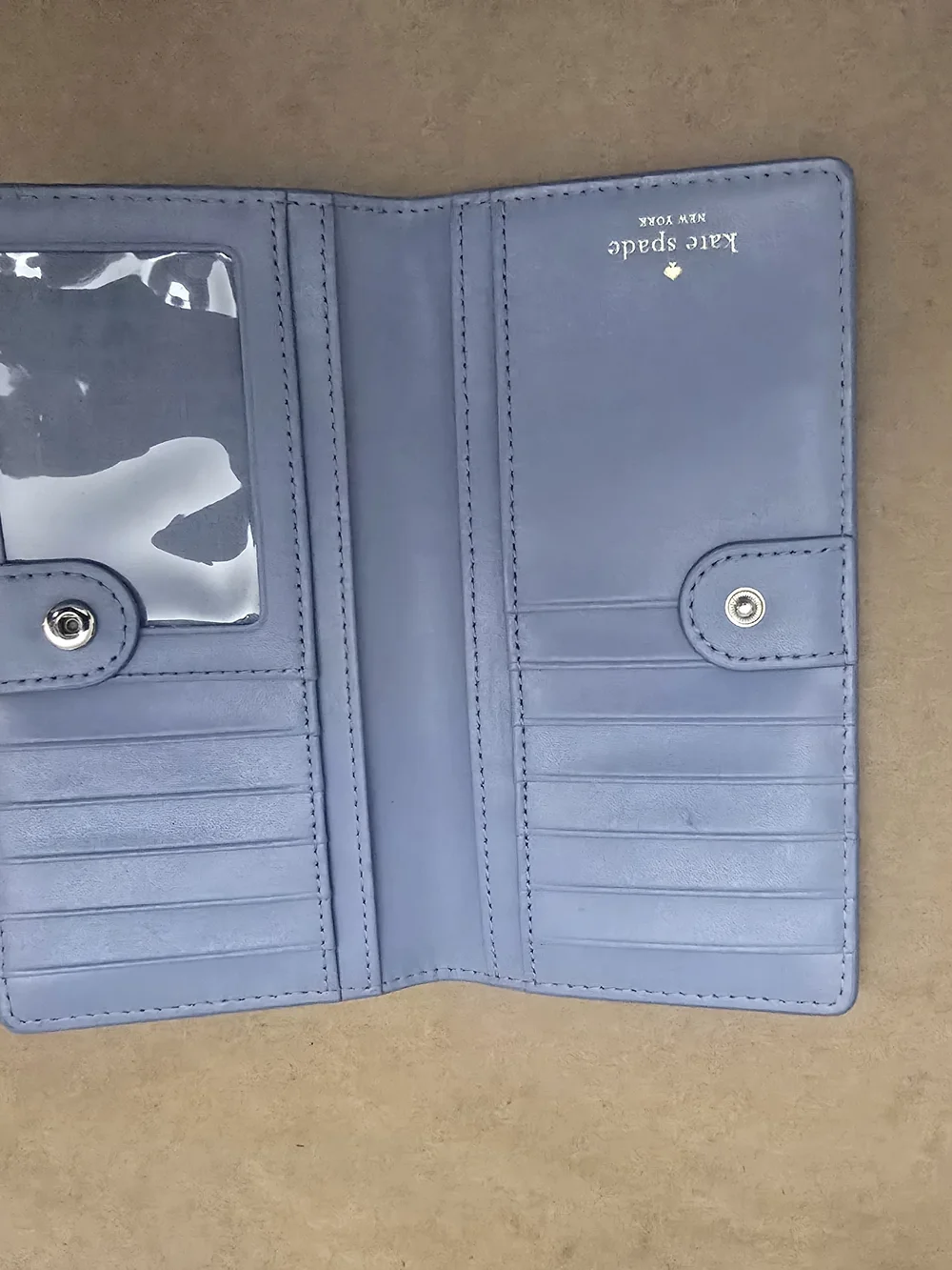 Kate Spade Light Blue Blue Pearl-Stud Leather Wallet